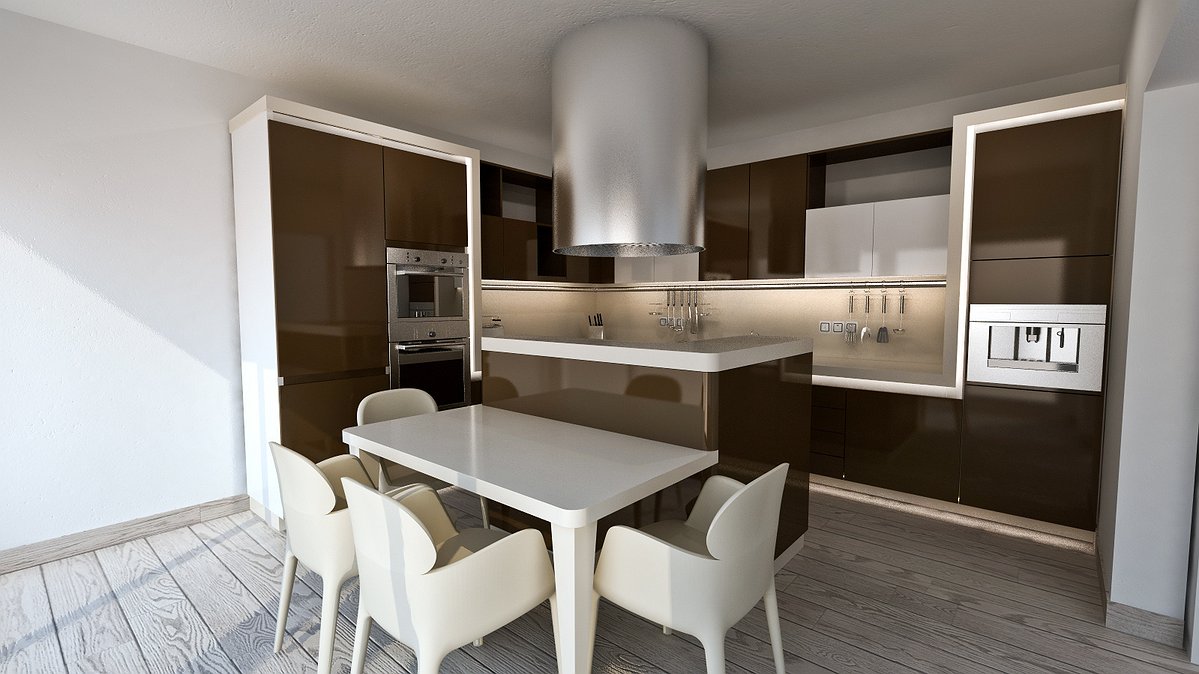 Studio sagitair architettura interior design render for Tavolo isola cucina